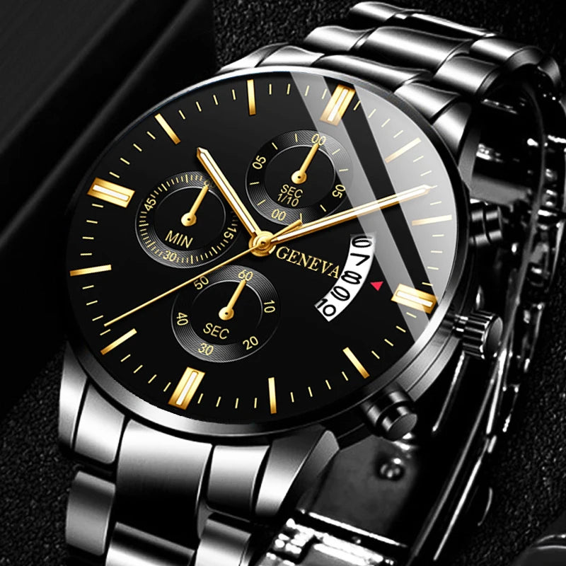 "Stylish Stainless Steel Calendar Quartz Men's Watch"