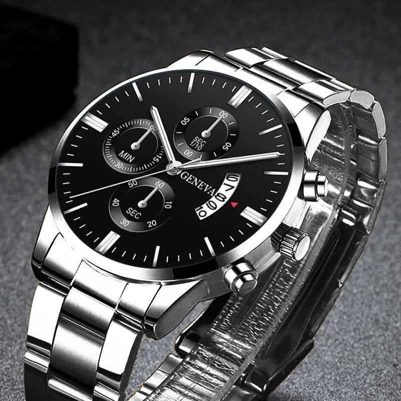 "Stylish Stainless Steel Calendar Quartz Men's Watch"