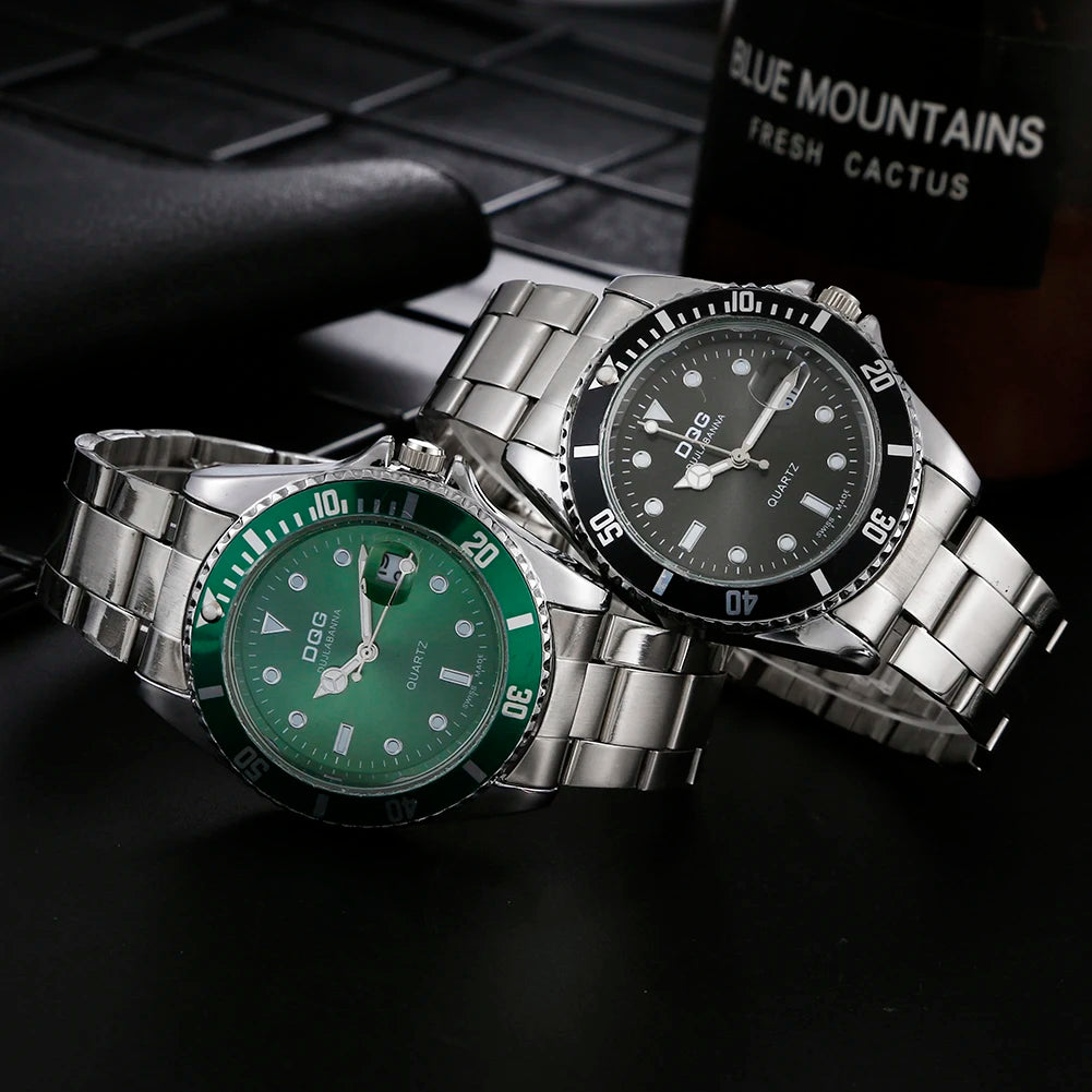 2024 Men Watches Luxury Brand Casual Quartz Watch Men Stainless Steel Date Calendar Watches Relogio Masculino Men'S Green Watch