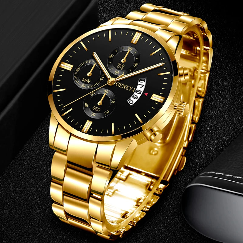 "Stylish Stainless Steel Calendar Quartz Men's Watch"