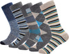  Men's Patterned Dress Socks, Fashion Cotton Socks - 5 Pack 