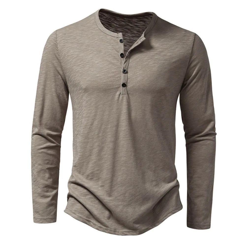 Men's Cotton Button Henley Neck Shirt