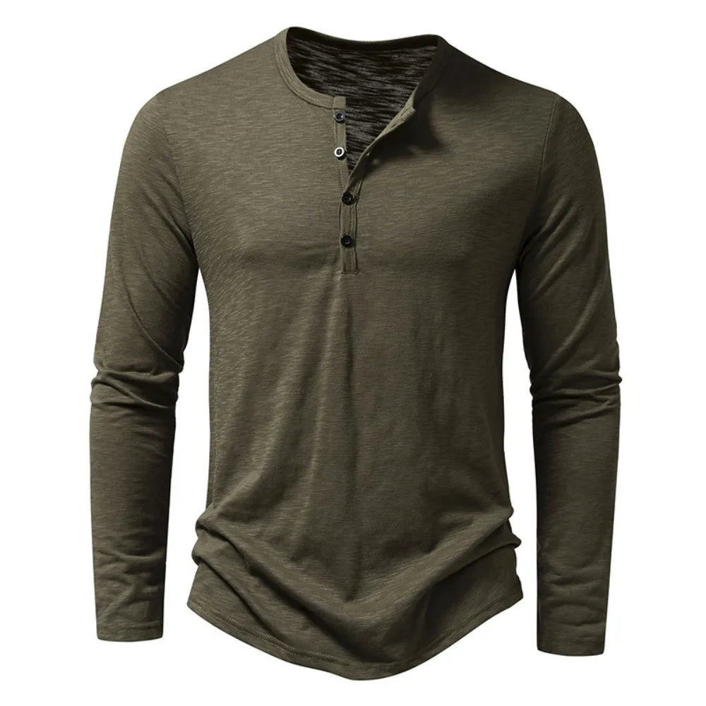 Men's Cotton Button Henley Neck Shirt