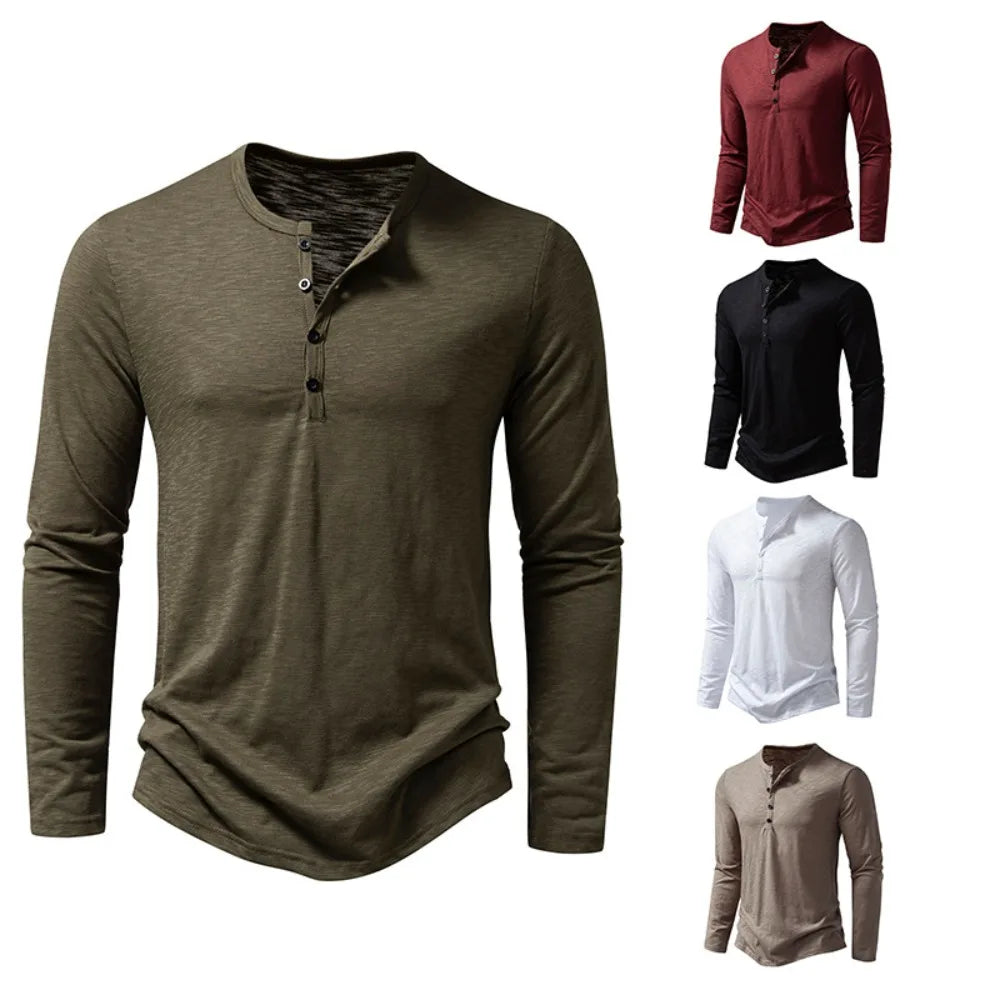 Men's Cotton Button Henley Neck Shirt