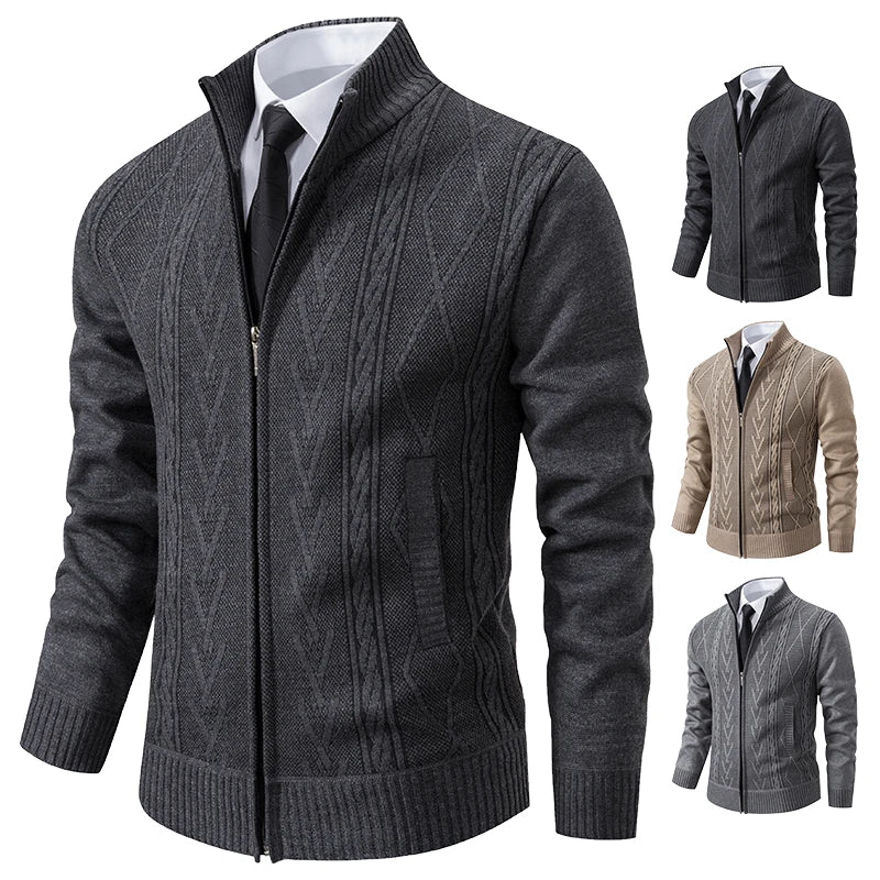 2023 New cashmere men's knitted sweater coat