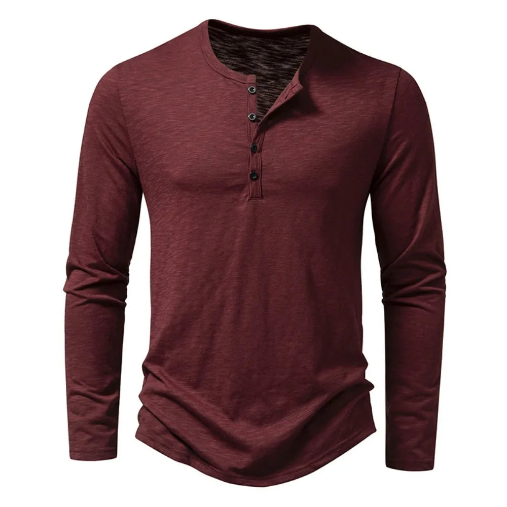 Men's Cotton Button Henley Neck Shirt