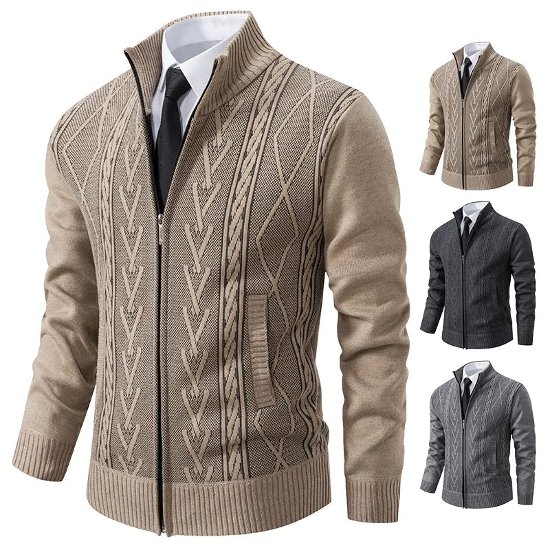 2023 New cashmere men's knitted sweater coat