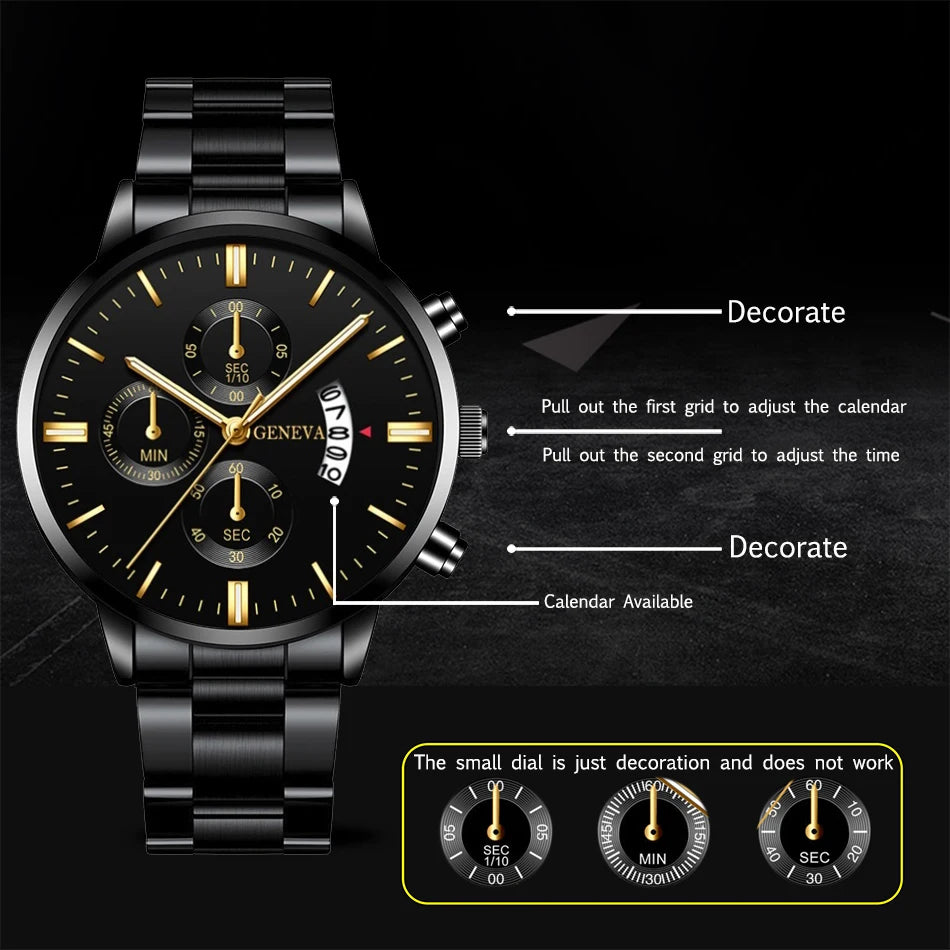 "Stylish Stainless Steel Calendar Quartz Men's Watch"