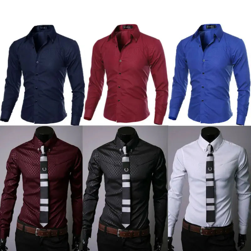 Men's Luxury Casual Formal Shirt Long Sleeve Sim Fit