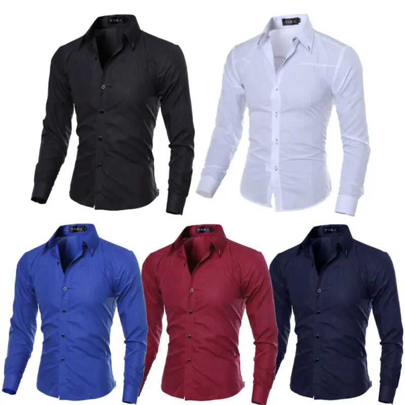 Men's Luxury Casual Formal Shirt Long Sleeve Sim Fit